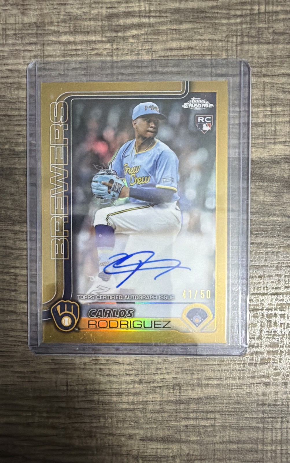 2025 Topps Chrome - Rookie Autographs Carlos Rodriguez #RA-CR Gold Refractor /50
