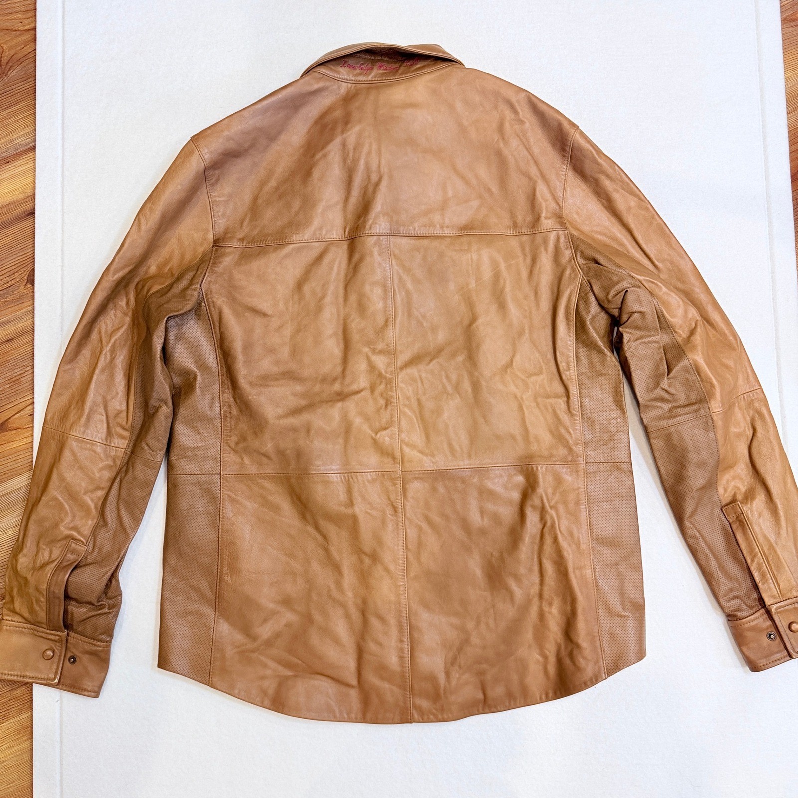 Robert Graham Refuel Leather Shirt Jacket Mens Medium Tan Lambskin $998 image 7