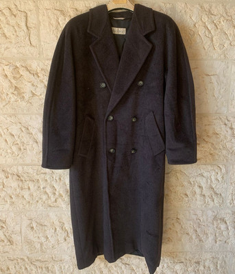 Vintage Max Mara wool cashmere db classic charcoal long over coat 48 18 2XL