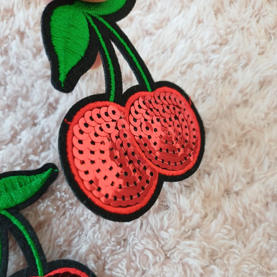 LOT OF 6 Bling Patches Stickers Peace love Cherry festival party - Image 2 of 2