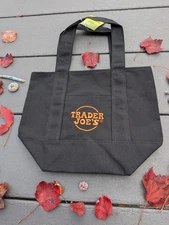 Trader Joe's *Limited Edition* Mini Halloween Black Canvas Tote Bag, (C)