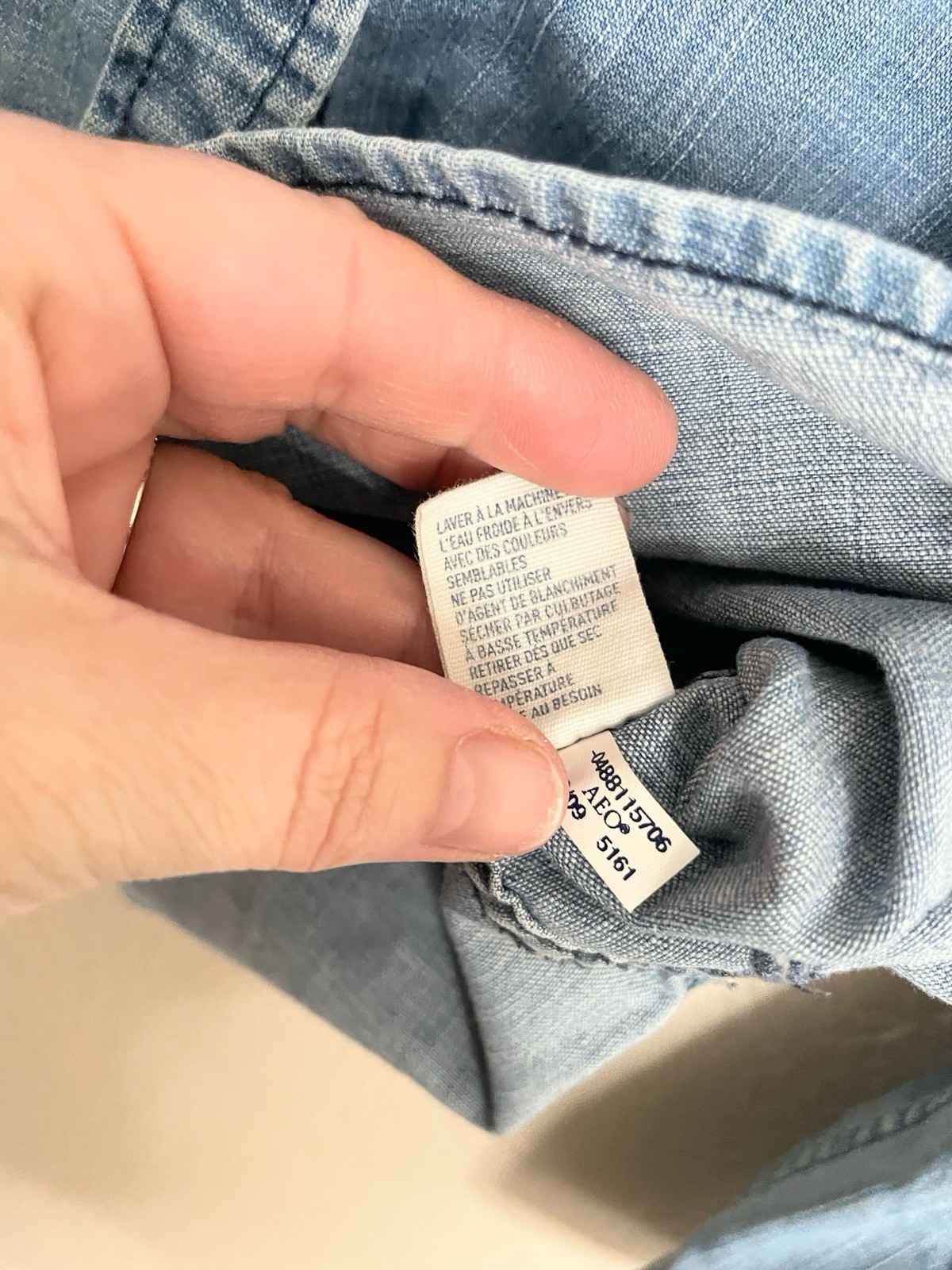 American Eagle Denim Chambray Snap Button Western… - image 7