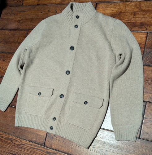 Drumohr Ribbed Trim Knit LambsWool Mock Neck Cardigan Sweater Size 56 - L - NWT - Picture 2 of 19