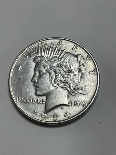 1934 D Peace Silver Dollar About Uncirculated Plus