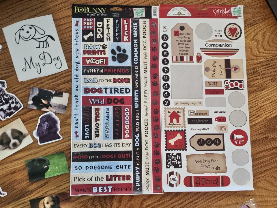 Gran Lote de Pegatinas PERRO Cachorro Mascota, Jolees Frase Café Papel Casa Bo Bunny Foto 4 de 4