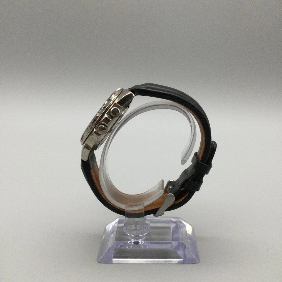 Reloj despertador Nautica para hombre fecha correa de cuero negro en caja batería nueva Foto 4 de 4