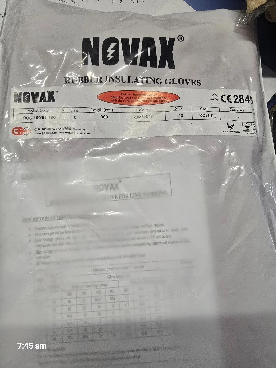 Novax Rubber Insulating Gloves Size 10 Orange
