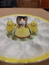Vintage 1950’s Deviled Egg Platter Chicken Baby Chicks Salt Pepper 🐣 Great Cond