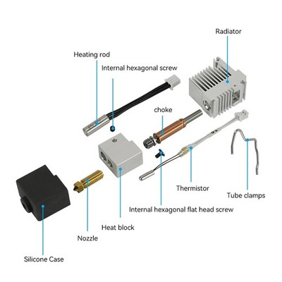Heater Block Head Extruder Set for Anycubic Kobra 3 3D Printer Hotend Kits AUK