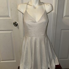 Windsor Women's Mini Dress Ivory/White Lace Top Size Medium Metallic Shimmer