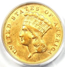 1878 Three Dollar Indian Gold Coin $3 - Certified PCGS AU58 - $2,600 Value!
