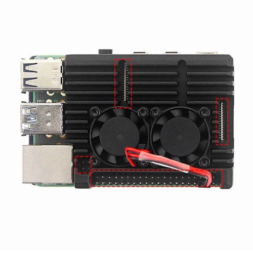 Metal Armor Case Shell Box with Dual Fan Heatsink For Raspberry Pi 4 Model B 4B - Picture 2 of 10