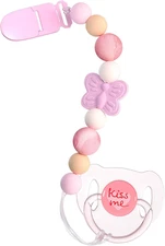 Magnetic Pacifier with Pacifier Clips for Reborn Baby Dolls, Pink Butterfly-Styl