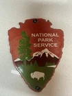 Vintage National Park Service Arrowhead Porcelain 7” Sign Ranger Station Sign