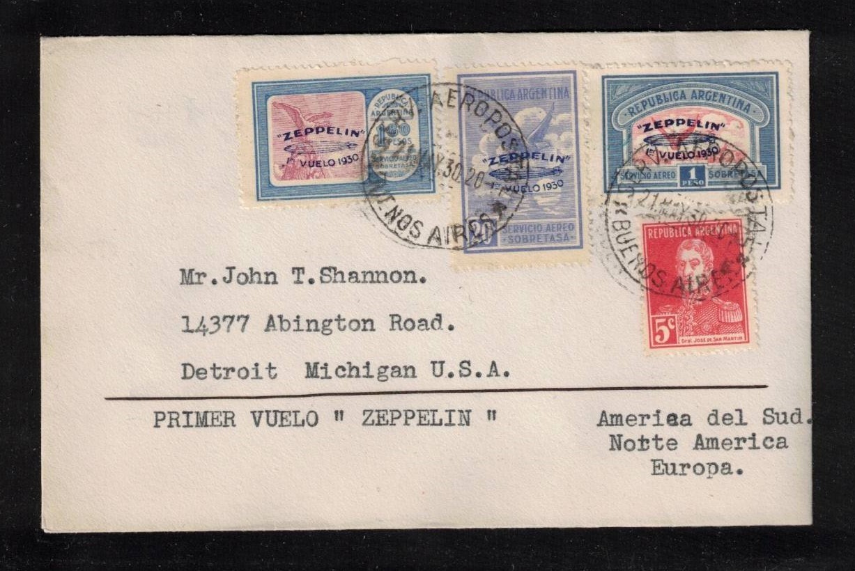 Argentina 1930 Zeppelin Cover #1