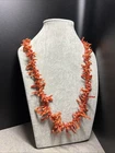 RED BRANCH CORAL VINTAGE NECKLACE 30" LONG WESTERN SOUTHWEST NAVAJO BRASS CLASP