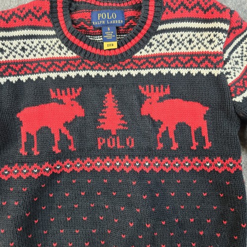 Polo Ralph Lauren Boys Sweater 2 PC Bundle SZ 6 7 Black Red 1/2 Zip Fair Isle - Picture 3 of 21