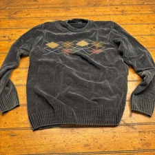 Dockers Mens XXL Argyle Sweater Gray Long Sleeve Pullover Cotton