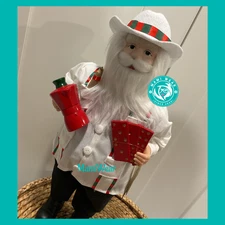 Cuban Santa Claus Figurine 18” with Guayabera Cafetera & Dominoes – Christmas