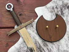 39 Knights Templar Sword Wood Display Plaque Mirror Finish Gray Cross Pommel