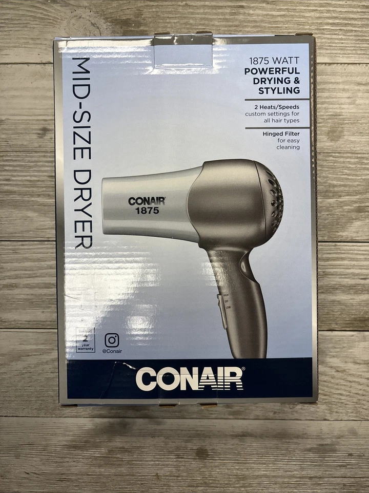 Potente secador de pelo de lado medio Conair de 1875 vatios para secado y peinado 2 calores/velocidades Foto 3 de 4