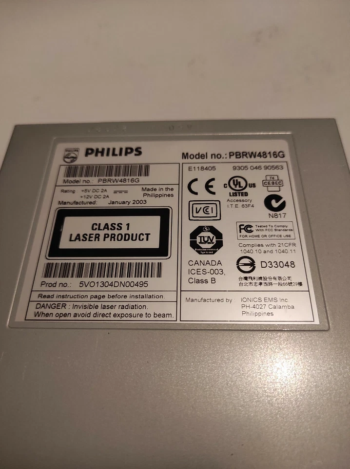 Philips PBRW4816G IDE CD-RW Drive - Tested & Working - 48x Read/24x Write - Image 2 of 4