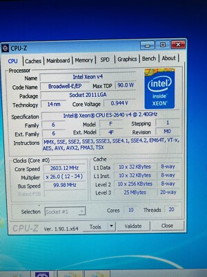 Intel Xeon E5-2640 V4 SR2NZ 2.40GHz 25M Cache, 10-Cores LGA2011-3