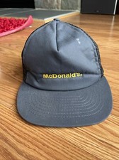 Vintage McDonalds Crest Uniform Trucker Hat Cap Made USA 90s Gray Rare Crew