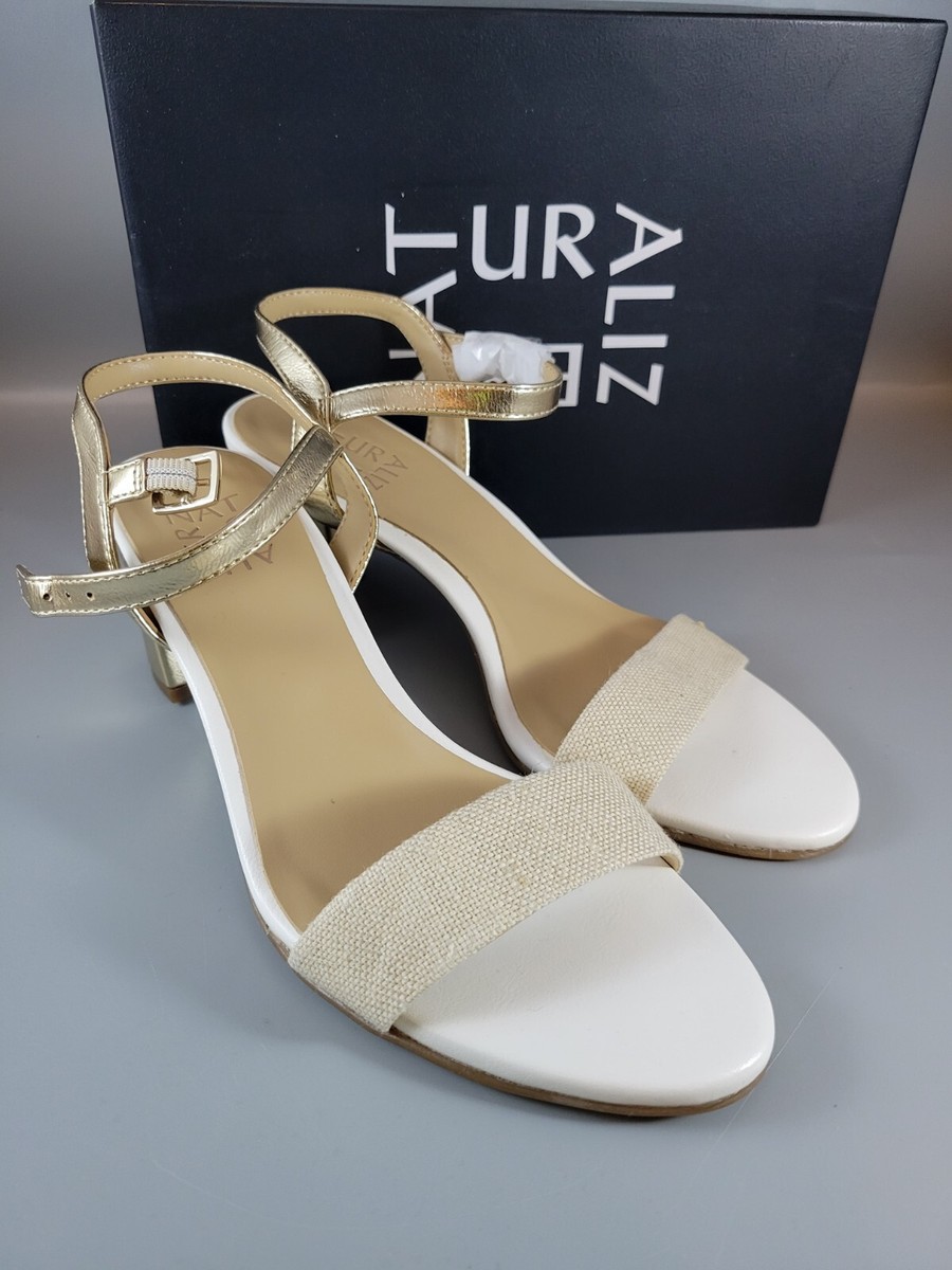 Naturalizer Women's 6.5M Bristol Sandals Ankle Strap GOLD