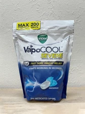 Vicks VapoCOOL SEVERE Medicated Drops 200ct, Maximum-Strength/ Winterfrost