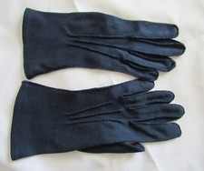 ELVETTE DAWNELLE VINTAGE NAVY BLUE WRISTLET GLOVES USA HAND SEWN SIZE SMALL