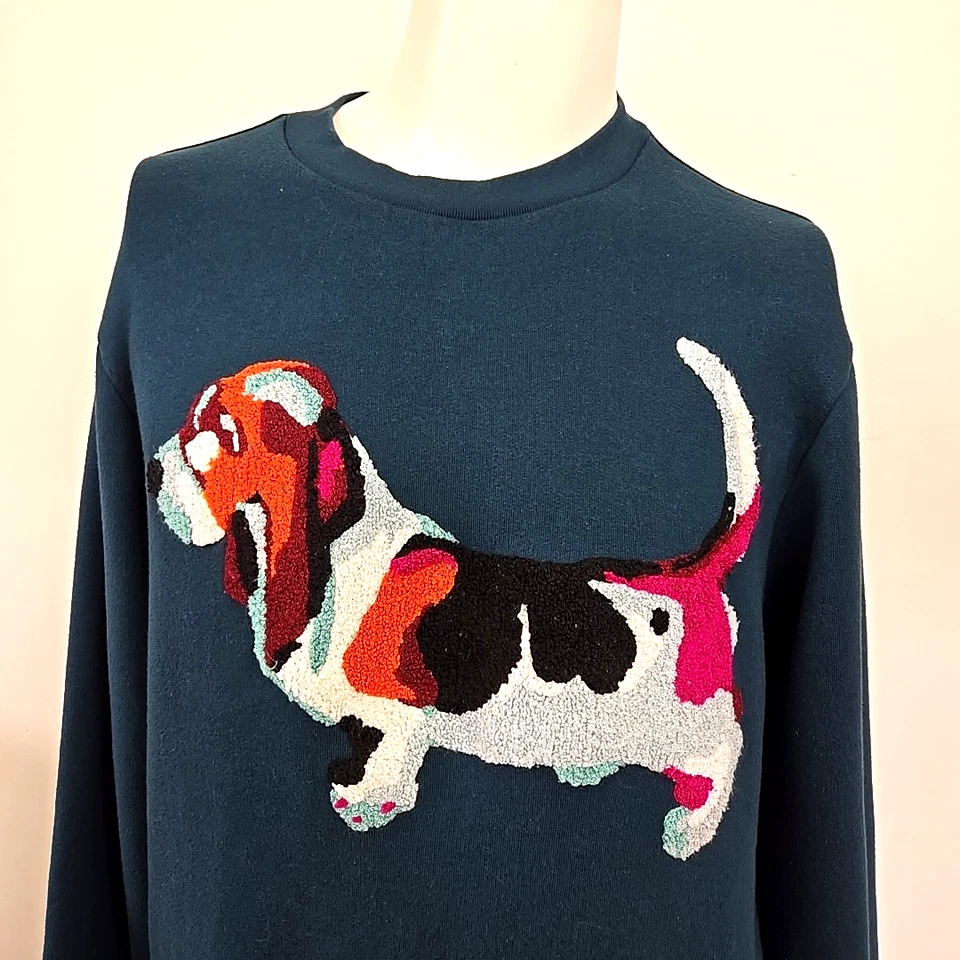 Difícil de Encontrar Bonobos Critters Cew Neck Bassett Hound Perro Sudadera Adulto M Azul-Verde Foto 2 de 4