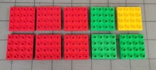 Lot of 10 Lego Duplo 4 X 4 Flat Base Plate Red Yellow Green