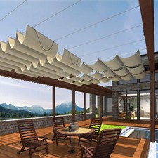 Retractable Canopy Cover Awning Shade w/ Slide Steel Wire for Roofing Yard Patio