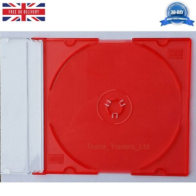 Single CD Jewel Case 5,2 mm Rücken Slim Rot Tray Neu Leer Ersatz Cover