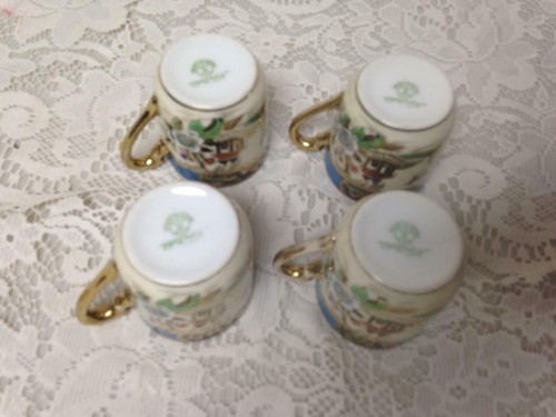 1908 Antique, Noritake Japan, Gaudy Blue Willow 13pc DemitasseTea Set for 4 - Picture 8 of 12