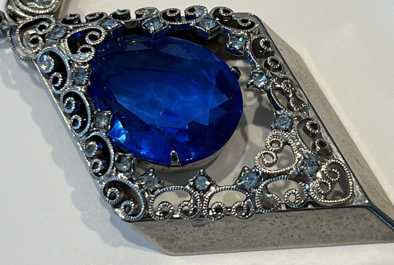 Vtg Juliana D & E Large Cobalt Blue Pendant Filig… - image 4