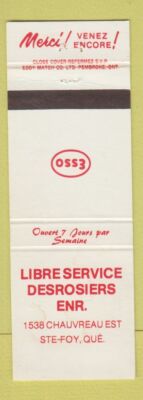 Matchbook Cover - Esso oil gas Libre Service Ste Foy QC