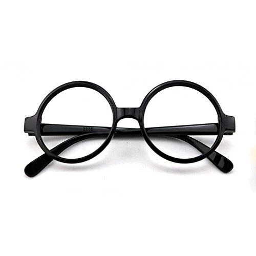 Retro Nerd Fashion Unisex Eyewear Clear Lens Fake Eye Glasses Black ROUND Frame - Picture 2 of 2