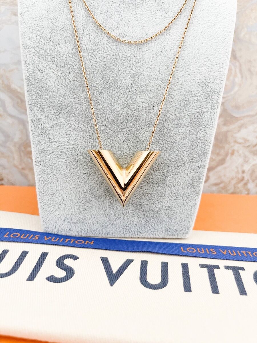Louis Vuitton Large Essential V Gold Tone Necklace | eBay Louis Vuitton Large Essential V Gold Tone Necklace | eBay