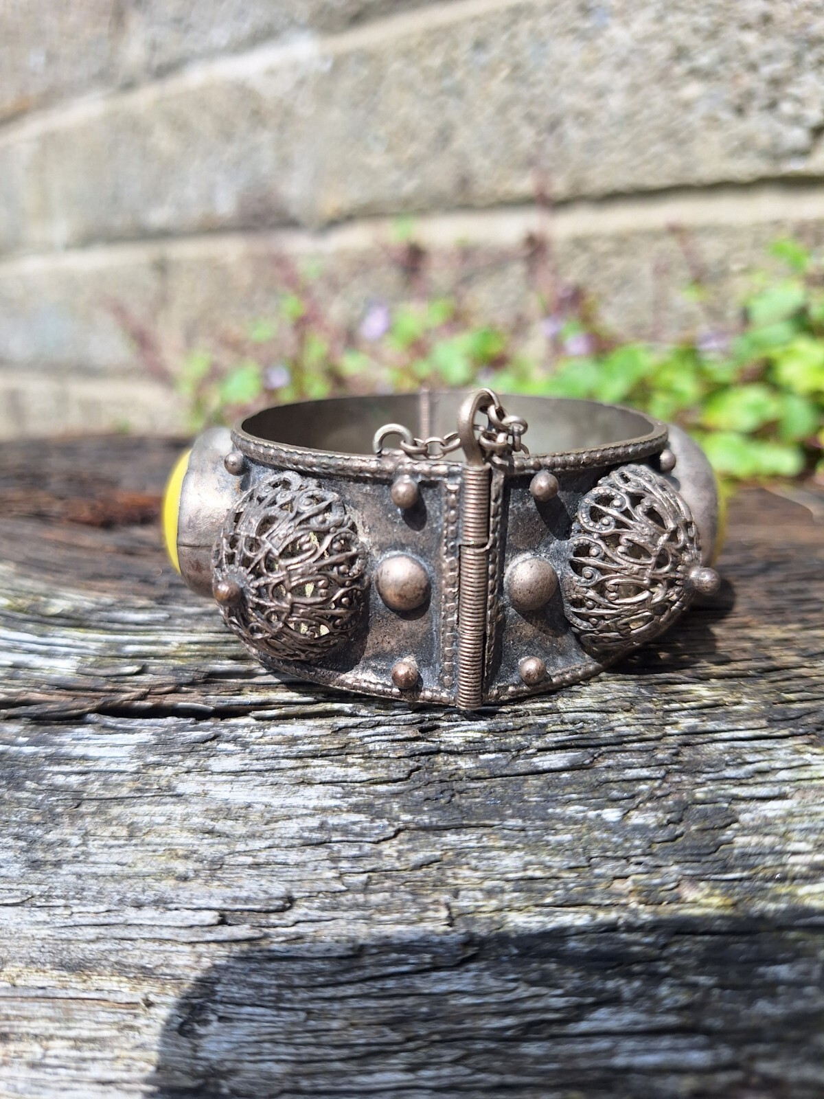 Vintage Middle Eastern Bangle. 2 Large Butterscot… - image 3