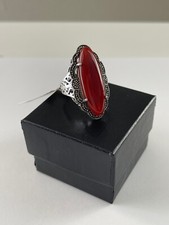 Carnelian Marcasite Silver ring 925, size 8