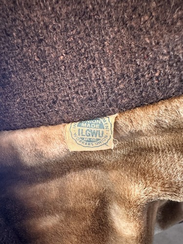 Cappotto donna tweed lana pelliccia sintetica fodera Union USA film prop vintage senza marchio - Foto 7 di 21