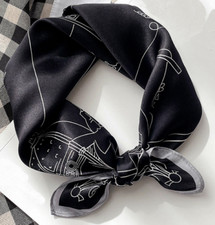 100 Silk 20  small square Scarf Women neckerchief Wrap black gray white WY171