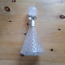 Retro Vintage Cut Glass & Silver Decanter