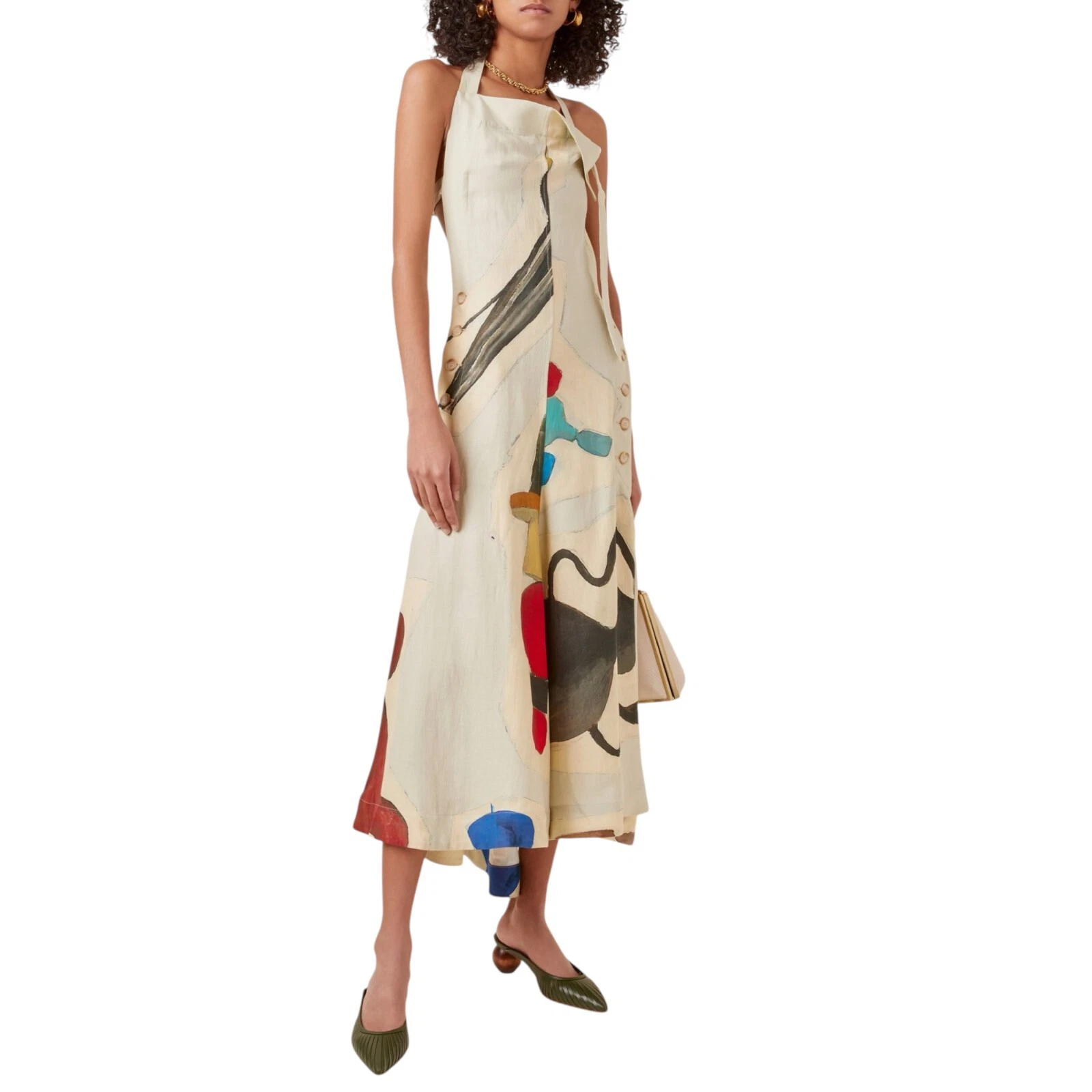 Jacquemus — JACQUEMUS LA ROBE TABLIER PRINTED CERAMIC MIDI DRESS SIZE XS/S NEW $1500