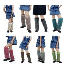 Womens Furs Leg Warmers Boot Furs Furry Fuzzy Leg Covers Boot Winter Cuffs Cover