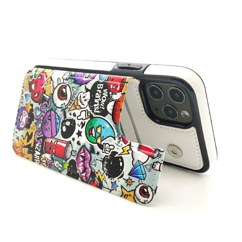 Personalised Flip PU Leather Wallet Case Cover Card Holder Custom DIY Photo Text - Image 3 of 4