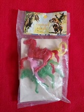 Vintage 1960's Plastic Cowboys  Indians Made in Hong Kong NIP