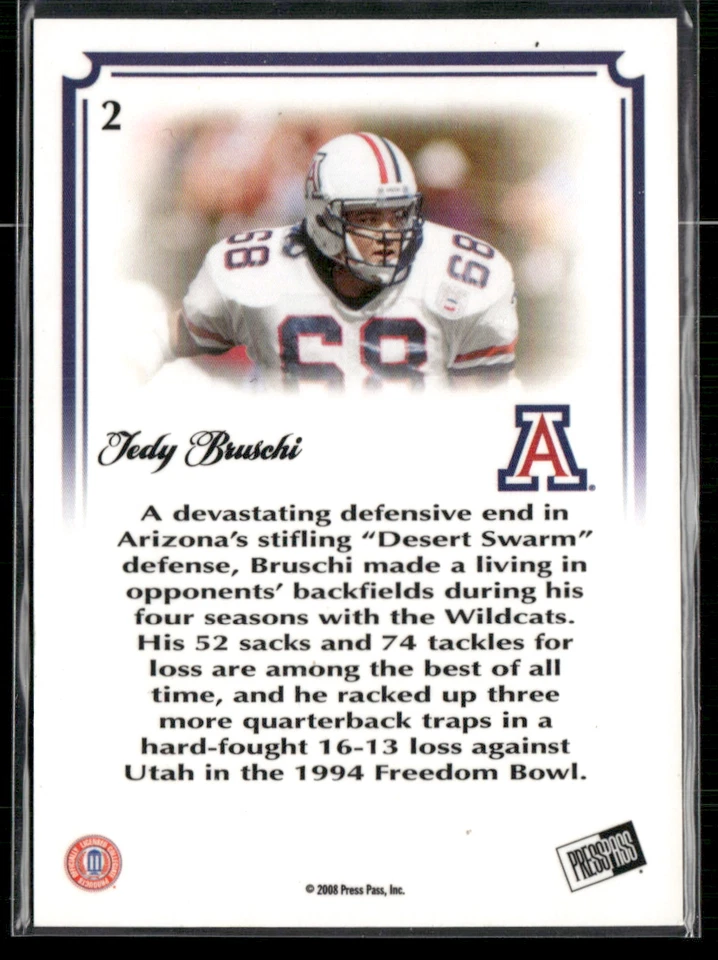 Tedy Bruschi 2008 Press Pass Legends Bowl Edition 20 Yard Line 67/150 #2 - Image 2 of 2